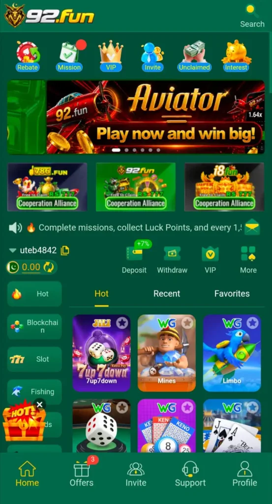 92Fun Game Interface