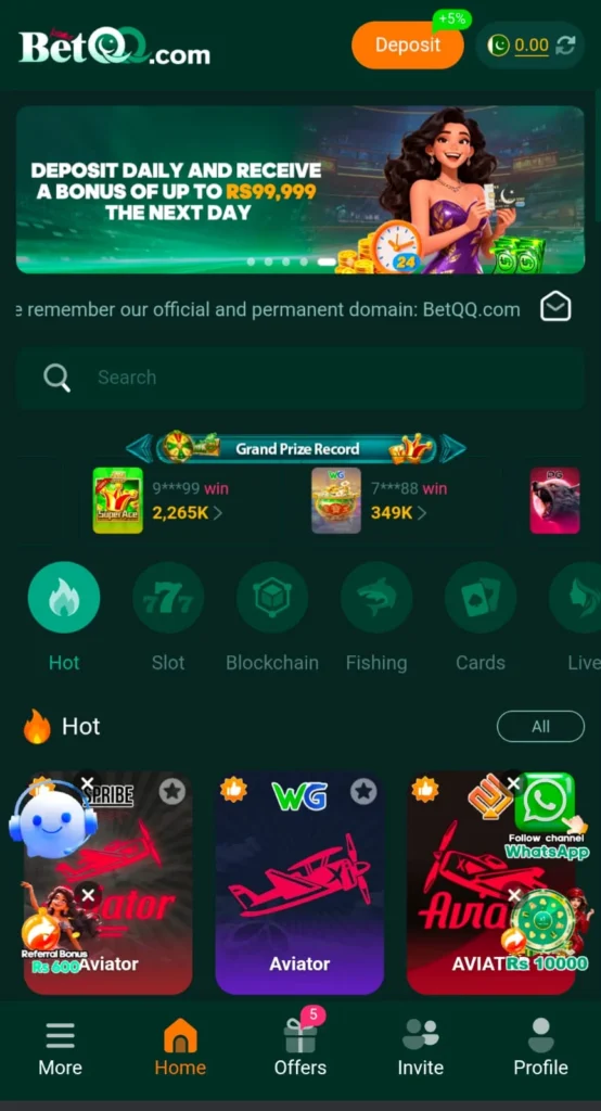 BetQQ Game Interface