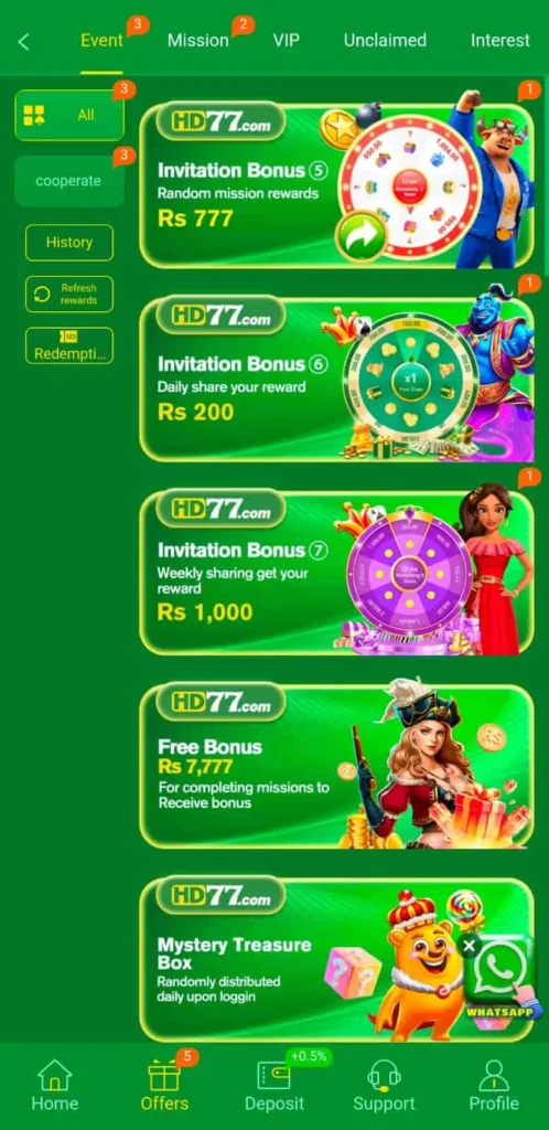 HD77 Bonuses