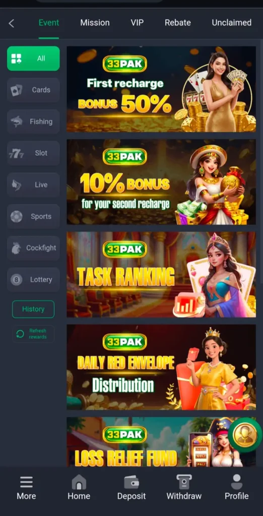 33PAK Game Bonuses
