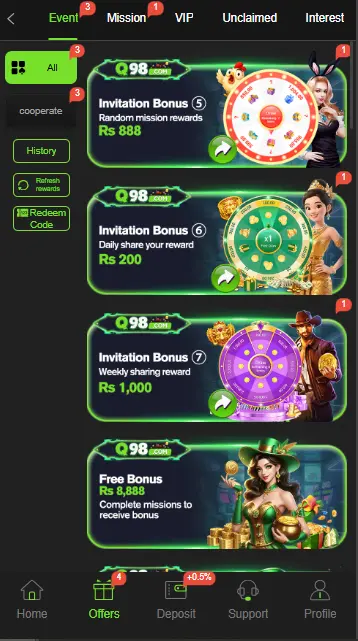 Q98 Game Bonuses