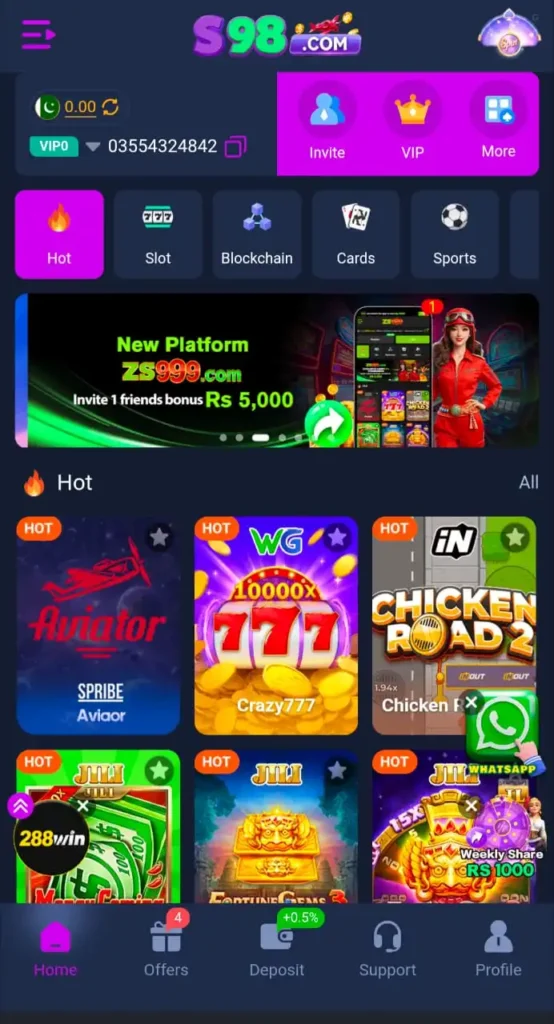 S98 Game Interface