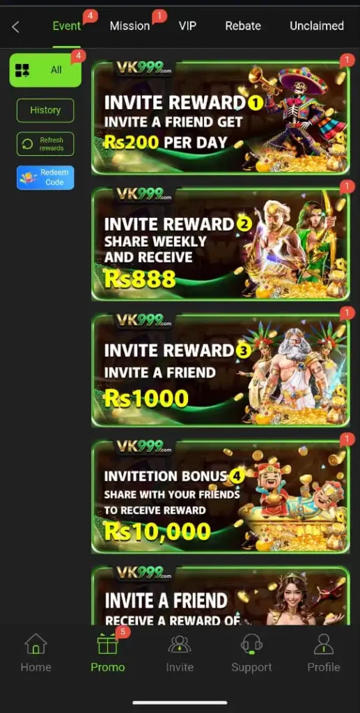 VK 999 Game Bonuses