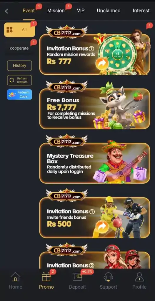 CB777 Game Bonuses