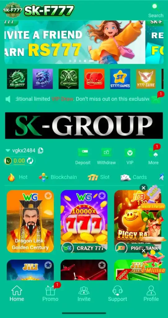 F777 Game interface